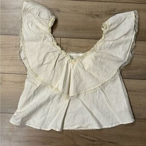 Zara trf collection women’s beige small lace shirt top beige summer vintage